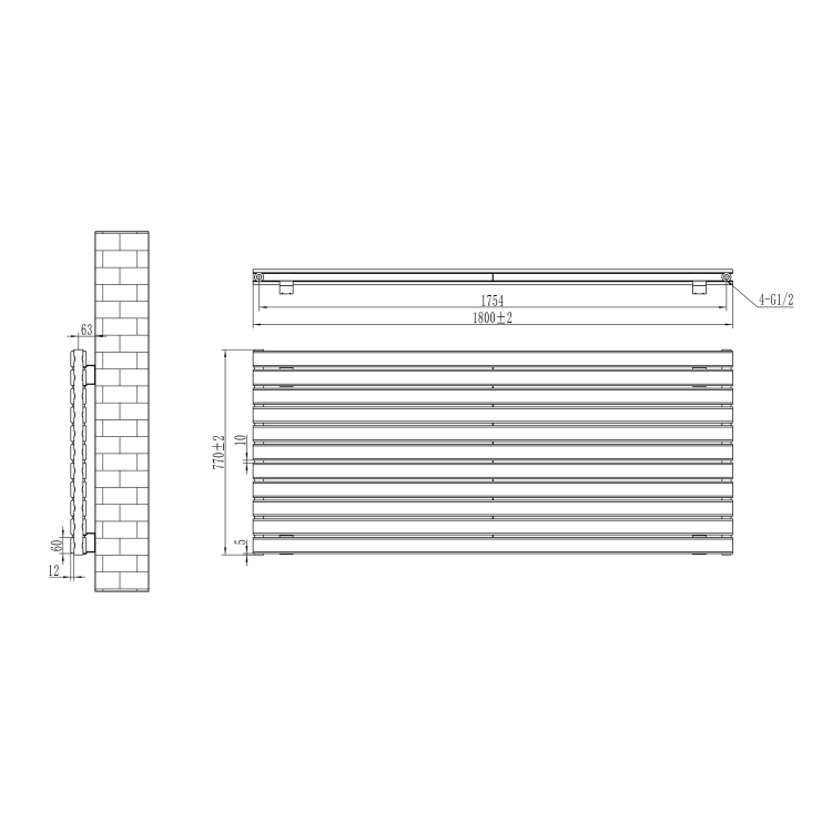 Riace Dark Grey Anthracite Flat Designer Radiator 770x1800mm Double Panel 7645 BTU