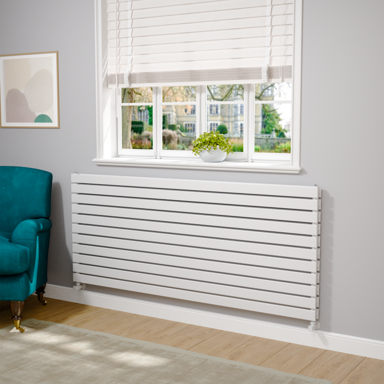 Riace White Flat Designer Radiator 770x1800mm Double Panel 7645 BTU