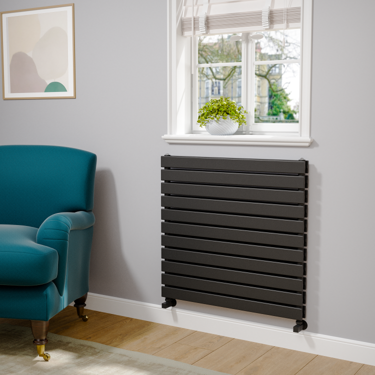 Riace Midnight Black Flat Designer Radiator 770x800mm Double Panel 3720 BTU