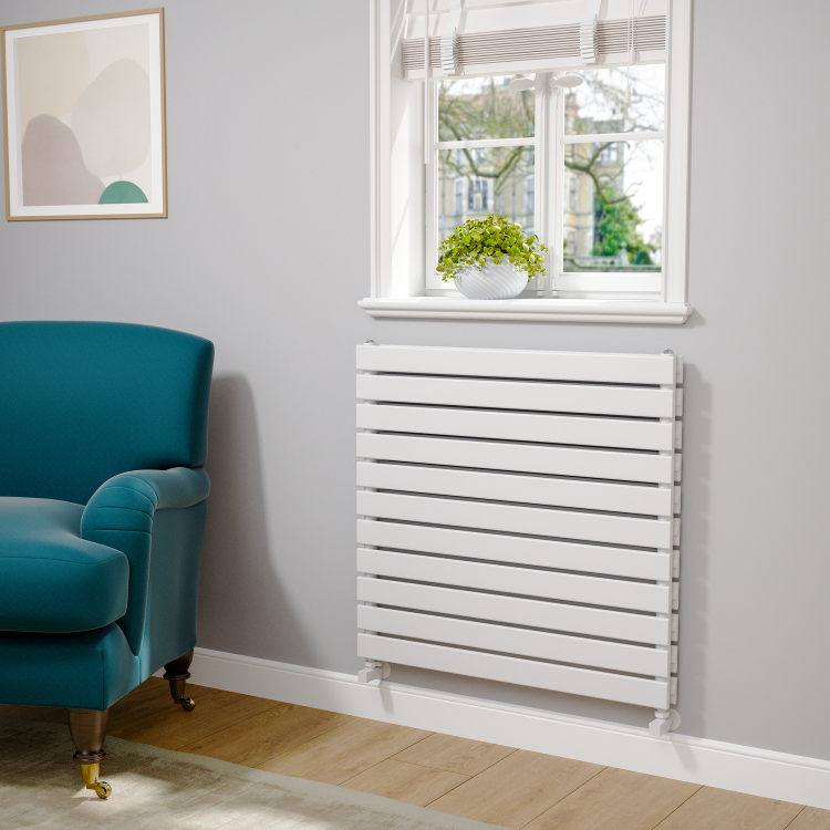Riace White Flat Designer Radiator 770x800mm Double Panel 3720 BTU