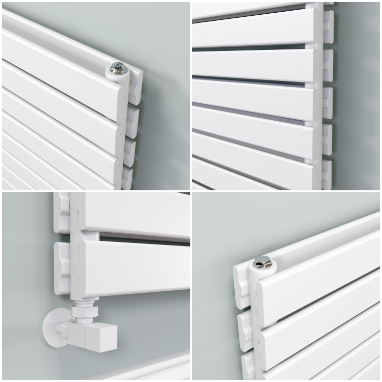 Riace White Flat Designer Radiator 770x800mm Double Panel 3720 BTU