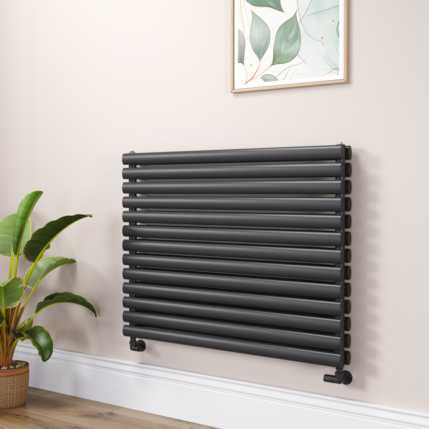 Sorrento Midnight  Oval Designer Radiator 767X1000mm Double Panel 4799 Btu RHD13-1000-BCO