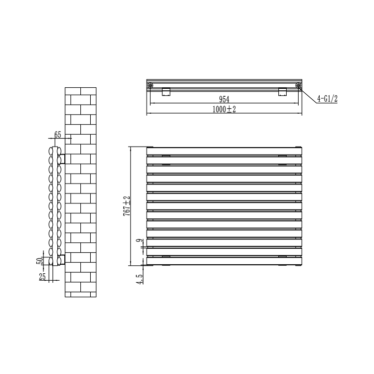 Sorrento Midnight Black Oval Designer Radiator 767x1000mm Double Panel 4799 BTU