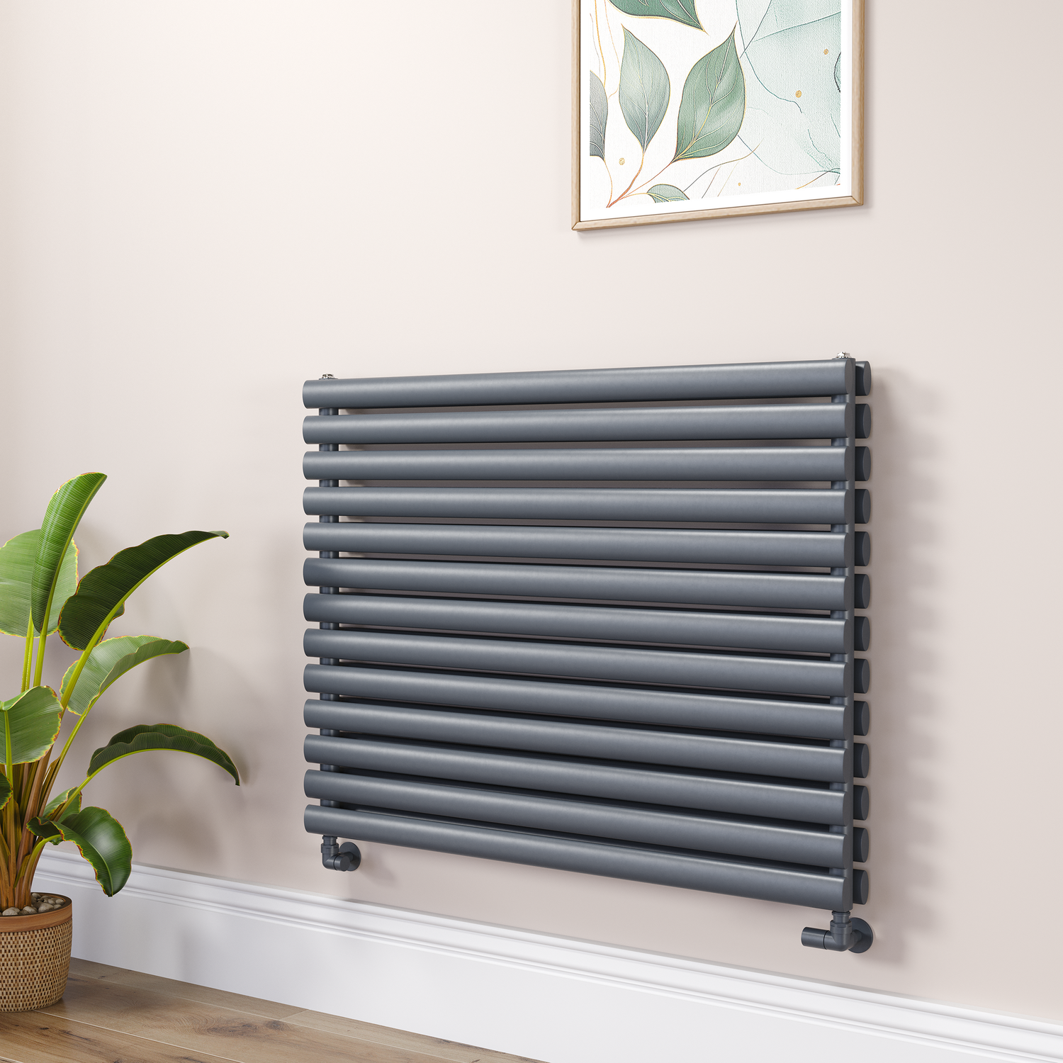 Dark Grey Anthracite Oval Designer Radiator 767x1000mm Double Panel 4799 BTU