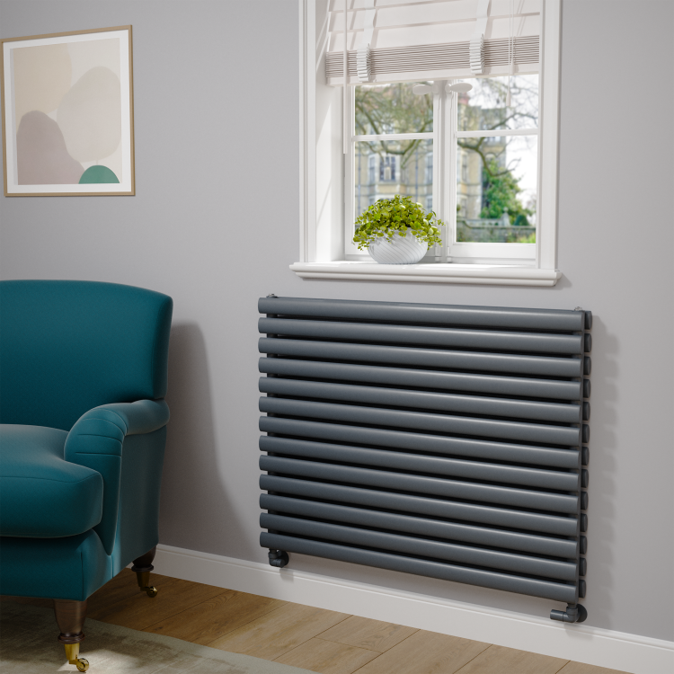 Sorrento Dark Grey Anthracite Oval Designer Radiator 767x1000mm Double Panel 4799 BTU