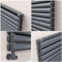 Sorrento Dark Grey Anthracite Oval Designer Radiator 767x1000mm Double Panel 4799 BTU