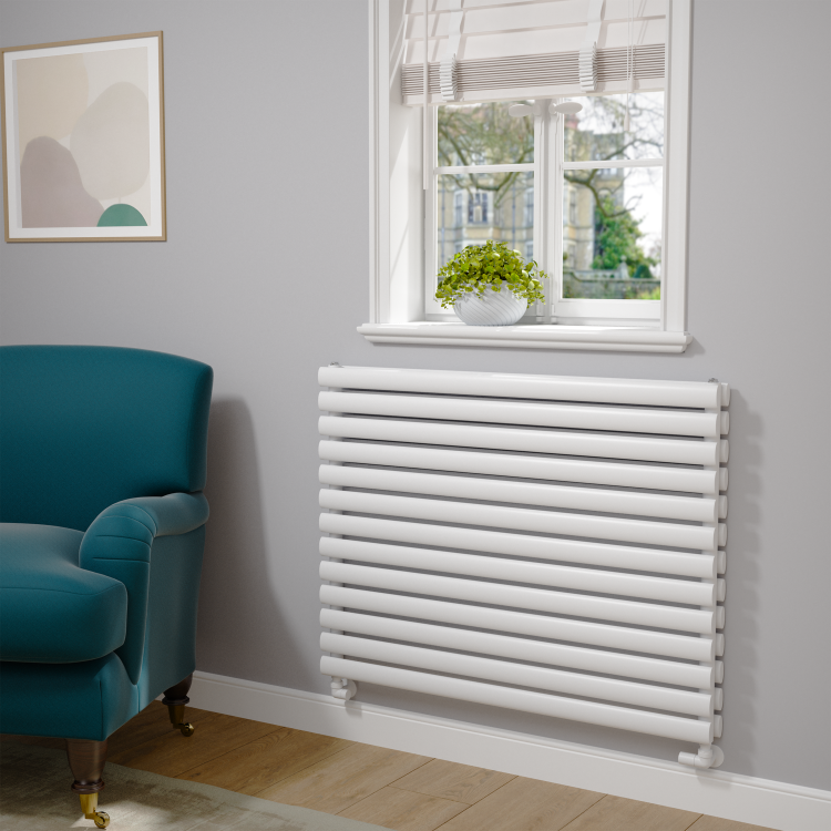 Sorrento White Oval Designer Radiator 767x1000mm Double Panel 4799 BTU