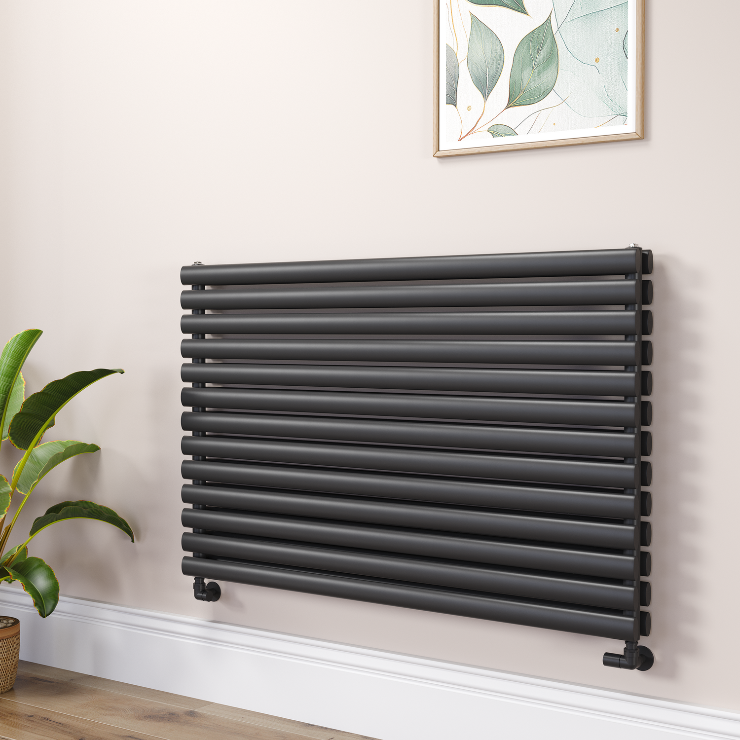 Sorrento Midnight  Oval Designer Radiator 767X1200mm Double Panel 5659 Btu RHD13-1200-BCO