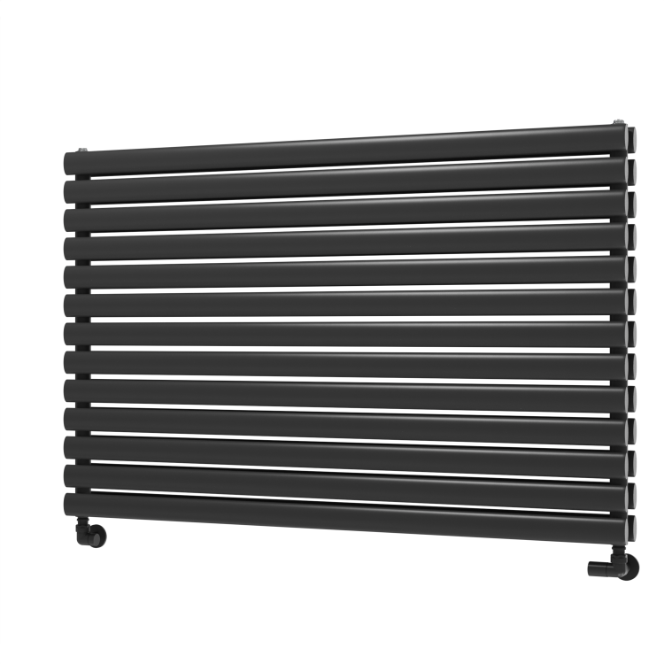 Sorrento Midnight Black Oval Designer Radiator 767x1200mm Double Panel 5659 BTU