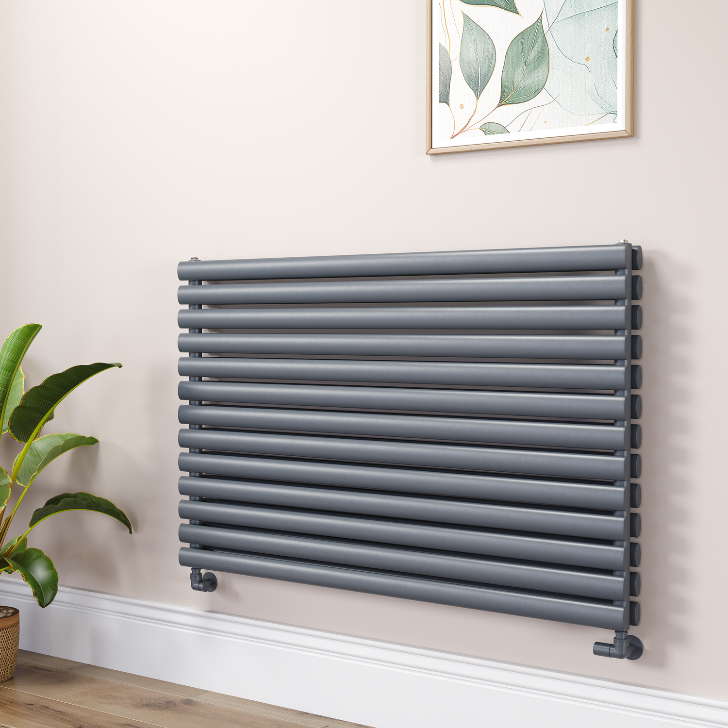 Sorrento Dark Grey Anthracite Oval Designer Radiator 767X1200mm Double Panel 5659 Btu RHD13-1200-DGCO