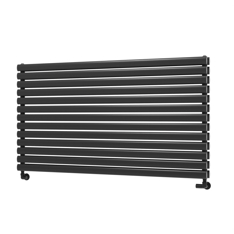 Sorrento Midnight Black Oval Designer Radiator 767x1400mm Double Panel 6519 BTU