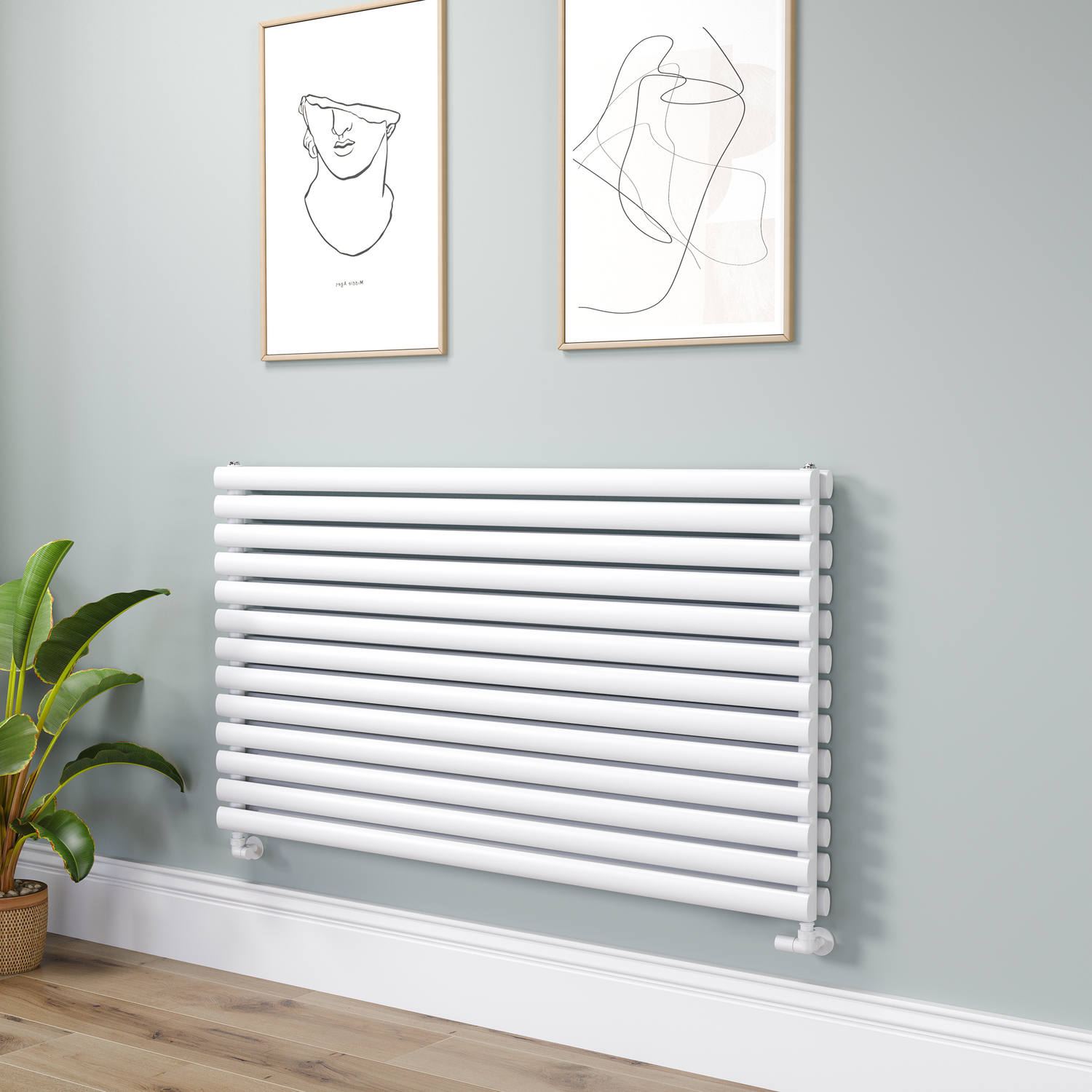 Sorrento  Oval Designer Radiator 767X1400mm Double Panel 6519 Btu RHD13-1400-WCO