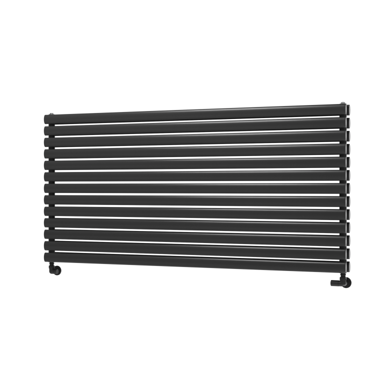 Sorrento Midnight Black Oval Designer Radiator 767x1600mm Double Panel 7379 BTU