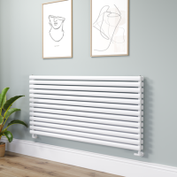 Sorrento White Oval Designer Radiator 767x1600mm Double Panel 7379 BTU