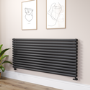 Sorrento Midnight Black Oval Designer Radiator 767x1800mm Double Panel 8239 BTU