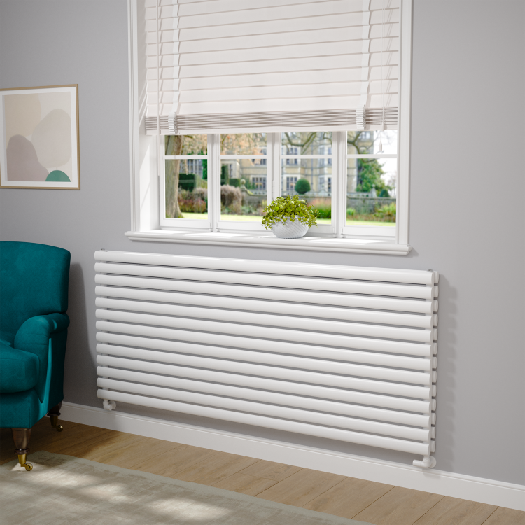 Sorrento White Oval Designer Radiator 767x1800mm Double Panel 8239 BTU