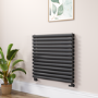 Sorrento Midnight Black Oval Designer Radiator 767x800mm Double Panel 3932 BTU