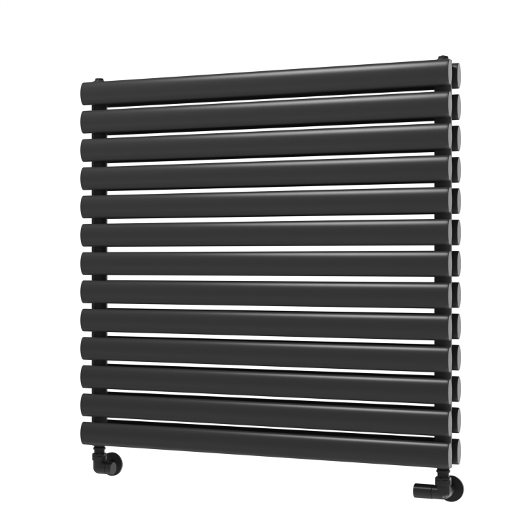 Sorrento Midnight Black Oval Designer Radiator 767x800mm Double Panel 3932 BTU