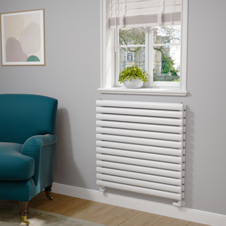 Sorrento White Oval Designer Radiator 767x800mm Double Panel 3932 BTU