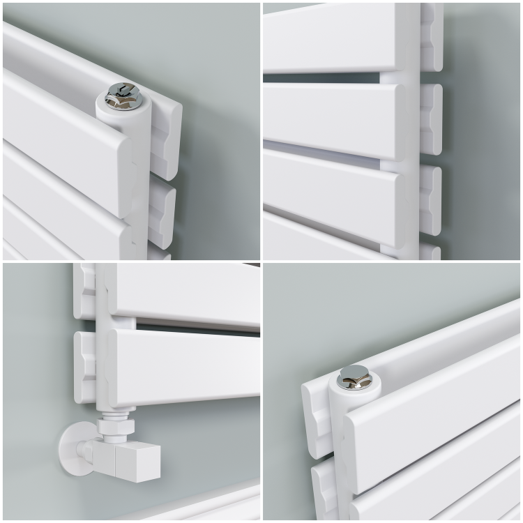 Riace White Flat Designer Radiator 280x1400mm Double Panel 2235 BTU