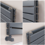 Riace Dark Grey Anthracite Flat Designer Radiator 280x1800mm Double Panel 2778 BTU