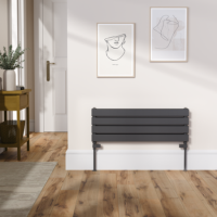 Riace Midnight Black Flat Designer Radiator 280x800mm Double Panel 1352 BTU