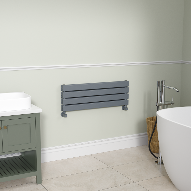 Riace Dark Grey Anthracite Flat Designer Radiator 280x800mm Double Panel 1352 BTU