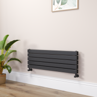 Riace Midnight Black Flat Designer Radiator 350x1000mm Double Panel 2068 BTU