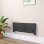 Riace Midnight Black Flat Designer Radiator 350x1000mm Double Panel 2068 BTU