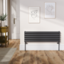Sorrento Midnight Black Oval Designer Radiator 295x1000mm Double Panel 1846 BTU