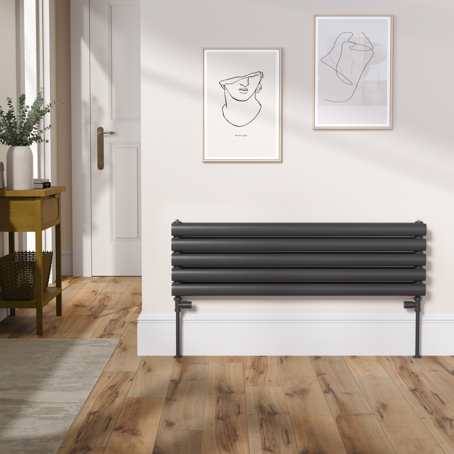Sorrento Midnight  Oval Designer Radiator 295X1000mm Double Panel 1846 Btu RHD5-1000-BCO