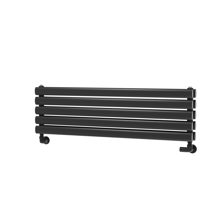 Sorrento Midnight Black Oval Designer Radiator 295x1000mm Double Panel 1846 BTU