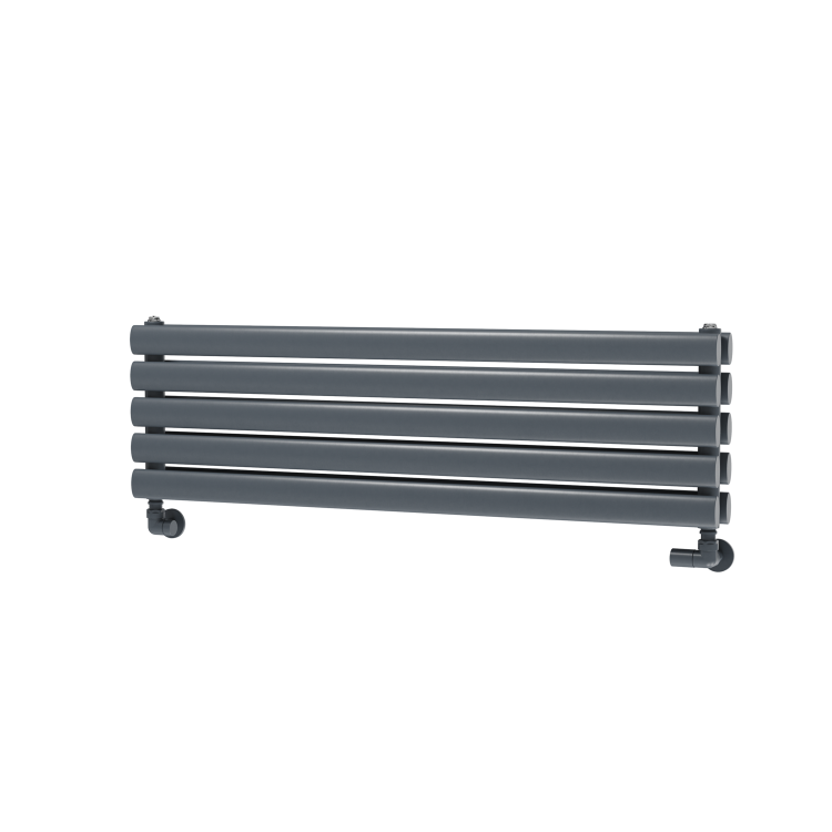 Sorrento Dark Grey Anthracite Oval Designer Radiator 295x1000mm Double Panel 1846 BTU