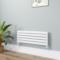 Riace White Flat Designer Radiator 350x1000mm Double Panel 2068 BTU