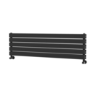Riace Linea Midnight Black Flat Designer Radiator 350x1200mm Double Panel 2437 BTU - Horizontal Bars