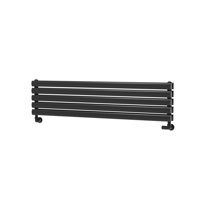 Sorrento Midnight Black Oval Designer Radiator 295x1200mm Double Panel 2177 BTU