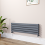 Riace Dark Grey Anthracite Flat Designer Radiator 350x1200mm Double Panel 2437 BTU