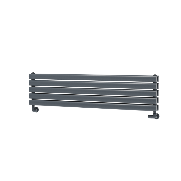 Sorrento Dark Grey Anthracite Oval Designer Radiator 295x1200mm Double Panel 2177 BTU