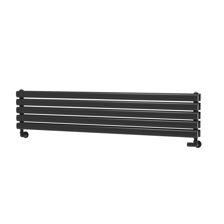 Sorrento Midnight Black Oval Designer Radiator 295x1400mm Double Panel 2509 BTU