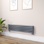 Sorrento Dark Grey Anthracite Oval Designer Radiator 295x1400mm Double Panel 2509 BTU