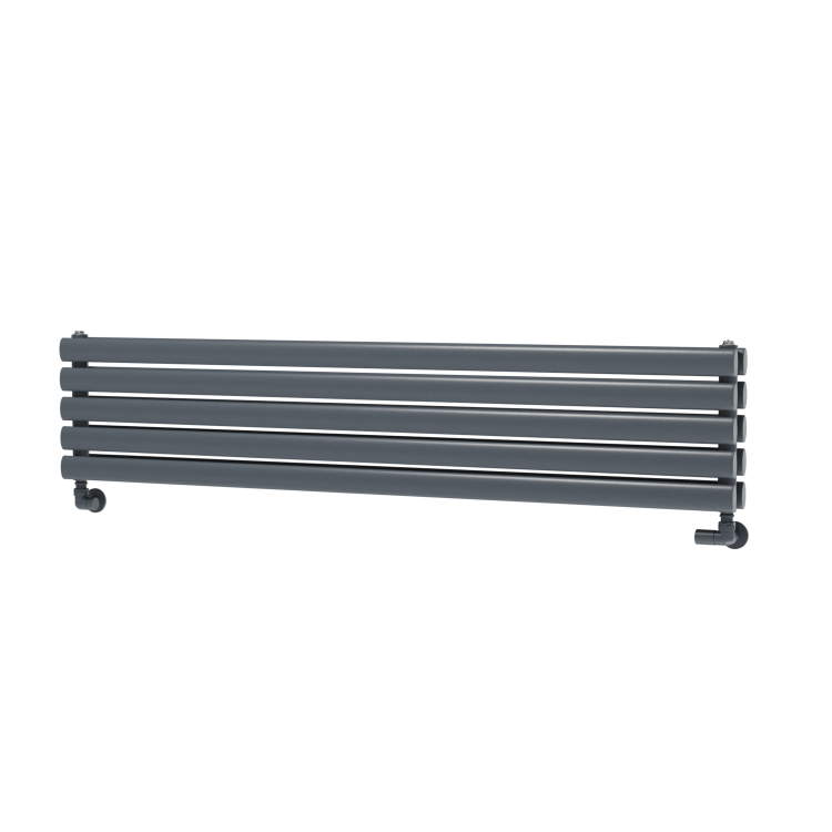 Sorrento Dark Grey Anthracite Oval Designer Radiator 295x1400mm Double Panel 2509 BTU