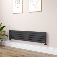 Riace Midnight Black Flat Designer Radiator 350x1600mm Double Panel 3140 BTU