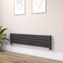 Riace Midnight Black Flat Designer Radiator 350x1600mm Double Panel 3140 BTU