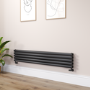 Sorrento Midnight Black Oval Designer Radiator 295x1600mm Double Panel 2836 BTU