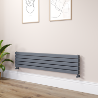Riace Dark Grey Anthracite Flat Designer Radiator 350x1600mm Double Panel 3140 BTU