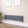 Riace Dark Grey Anthracite Flat Designer Radiator 350x1600mm Double Panel 3140 BTU