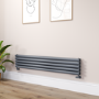 Sorrento Dark Grey Anthracite Oval Designer Radiator 295x1600mm Double Panel 2836 BTU