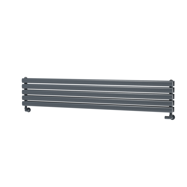 Sorrento Dark Grey Anthracite Oval Designer Radiator 295x1600mm Double Panel 2836 BTU