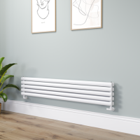 Sorrento White Oval Designer Radiator 295x1600mm Double Panel 2836 BTU