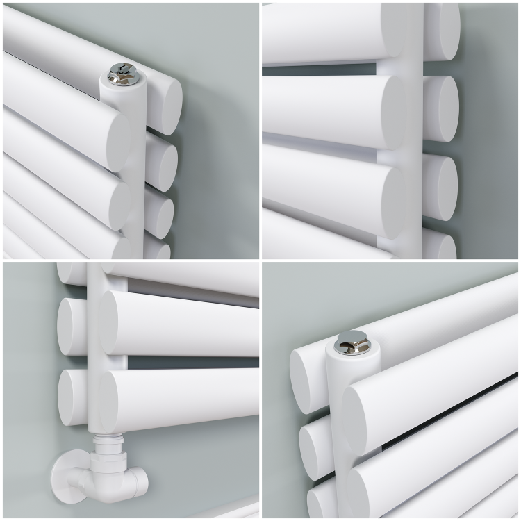 Sorrento White Oval Designer Radiator 295x1600mm Double Panel 2836 BTU